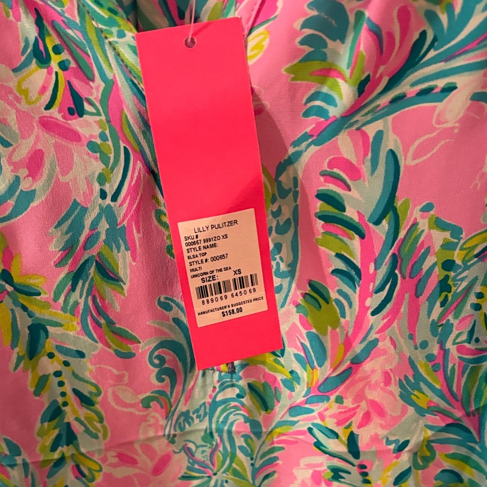 Lilly Pulitzer Pink and Green Floral Blouse - Picture 2 of 2